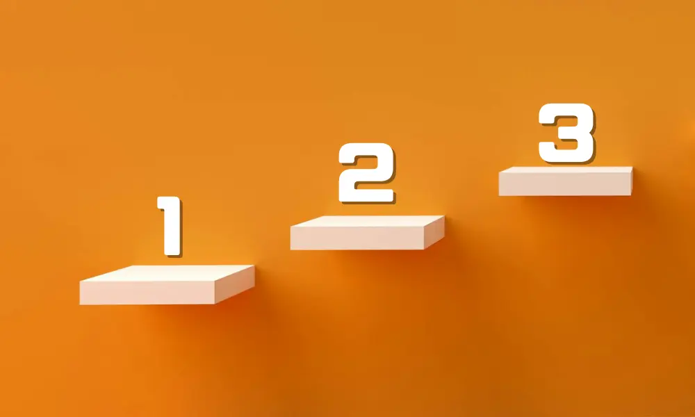 登録ステップを表す1・2・3の数字が並んだイメージ。スタディサプリTOEICの始め方がひと目でわかる